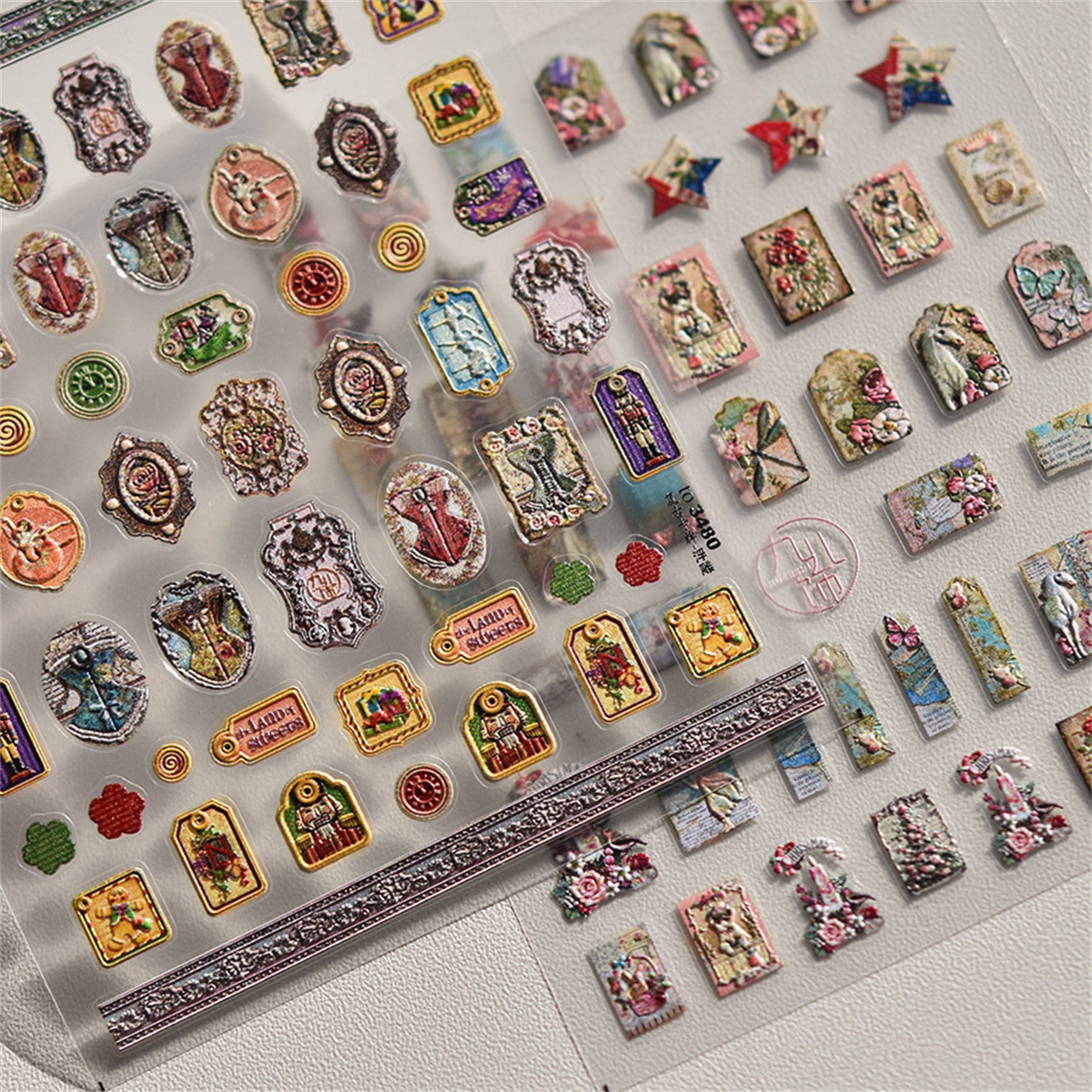 Nail Art Van Gogh - 1pcs 5D 2024New English Retro Nail