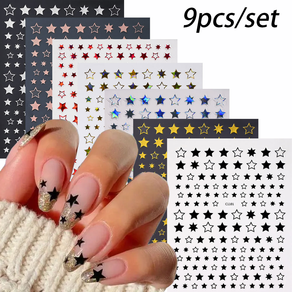 Nail Art Van Gogh - 6/8/9Sheet 3D Star/Starlight Nail Stickers Shiny
