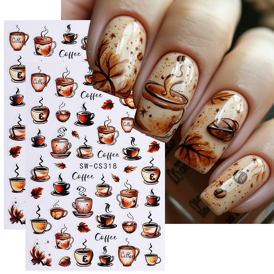 Nail Art Van Gogh - 2pcs Retro Nail Stickers 3D Autumn