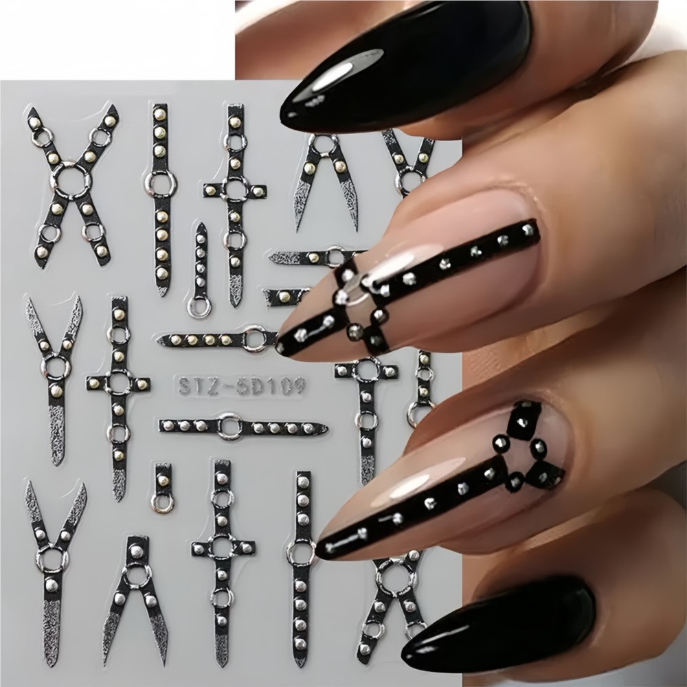 Nail Art Gothic - 1pcs Gothic Punk Black Line Nail