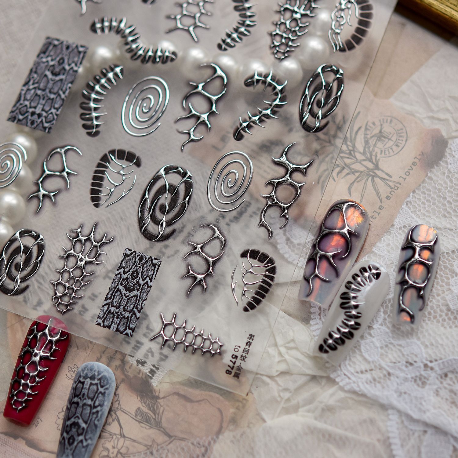 Nail Art Gothic - Punk Cool Metal Nails Art Sticker