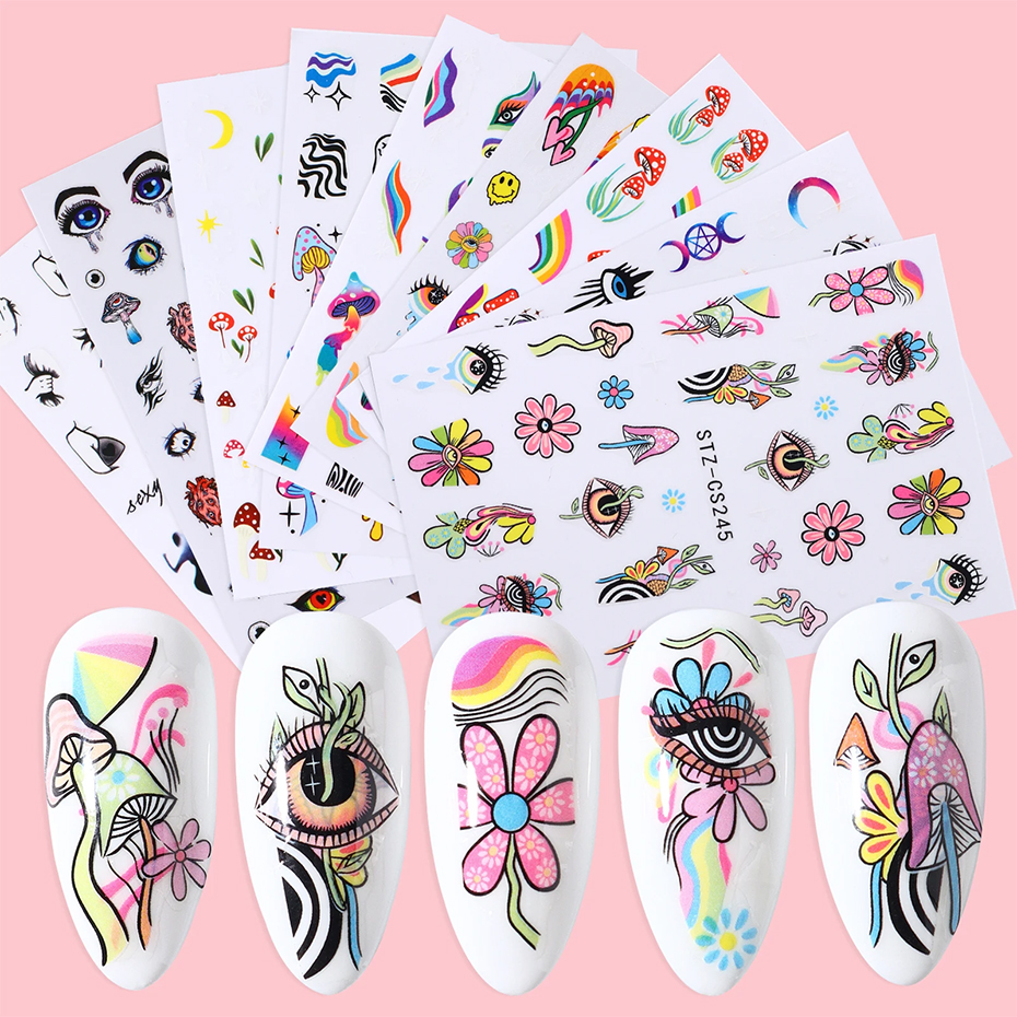 9pcs Evil Eye Flower Nail Stic - Nail Art Van Gogh review and price