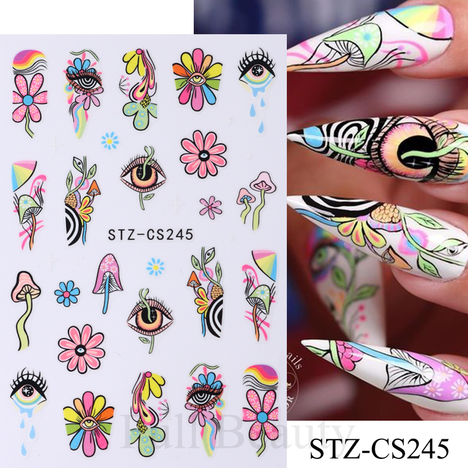 9pcs Evil Eye Flower Nail Stic - Nail Art Van Gogh review and price