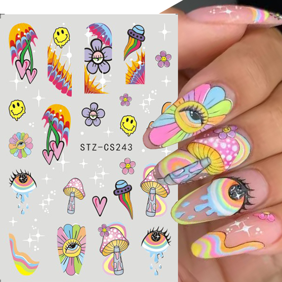 9pcs Evil Eye Flower Nail Stic - Nail Art Van Gogh review and price