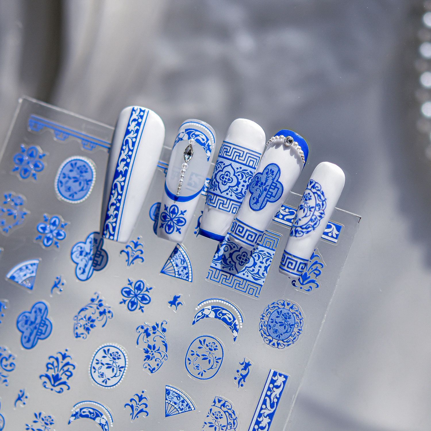 Traceless Blue White Porcelain - Nail Art Van Gogh review and price