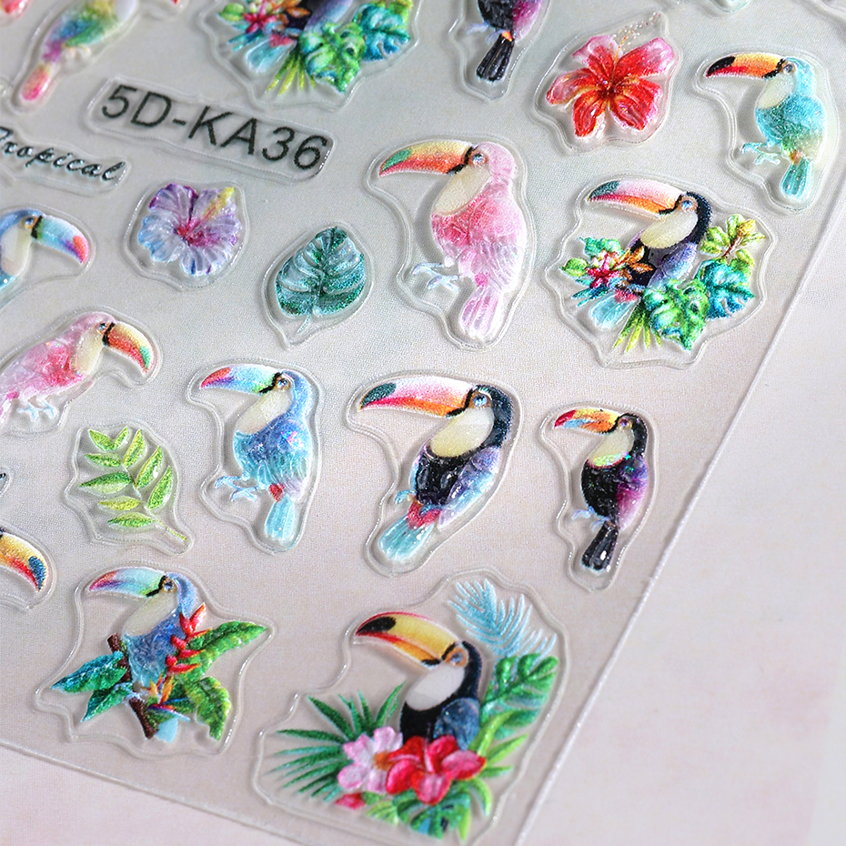 1/2pcs 5D Embossed Parrot Bird - Nail Art Van Gogh review and price