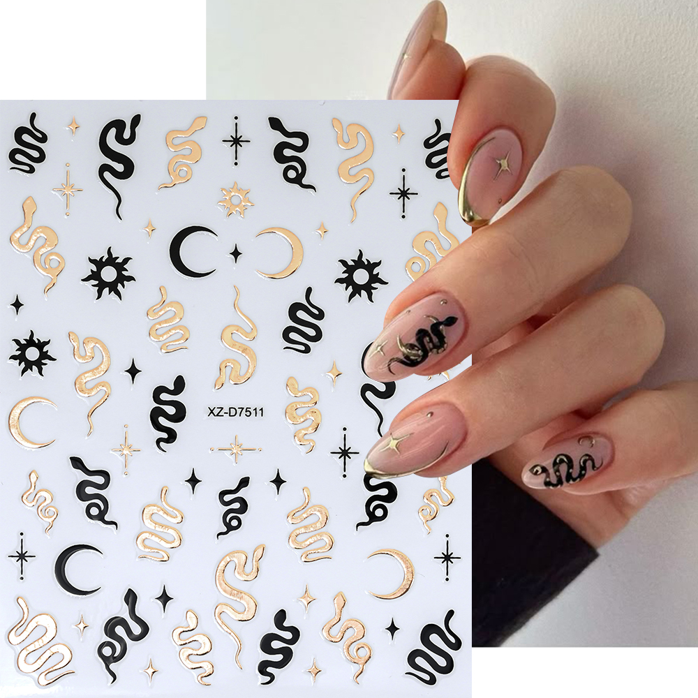 12Pcs 3D Bronzing Snake Sun St - Nail Art Gothic review and price