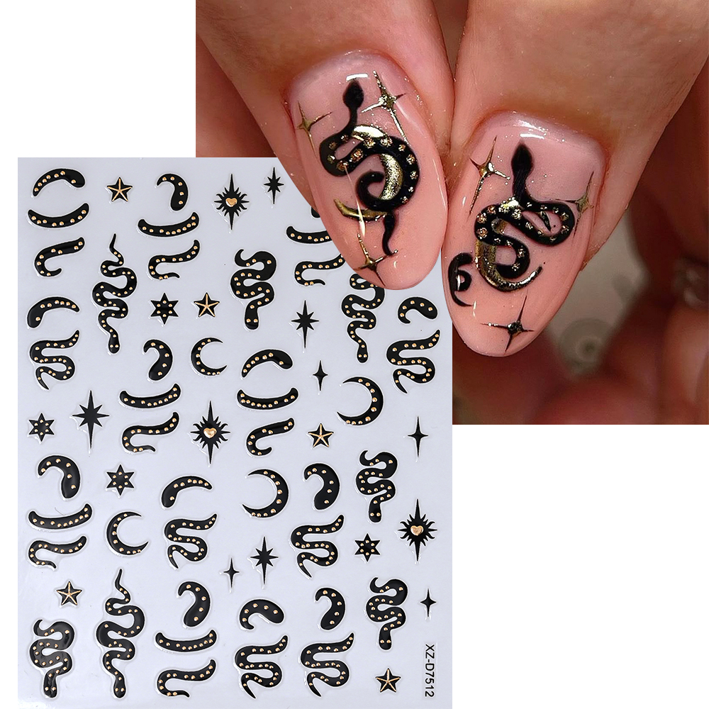 12Pcs 3D Bronzing Snake Sun St - Nail Art Gothic review and price