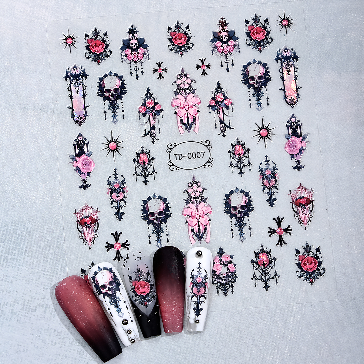 2pcs Black Pink Gothic Hallowe - Nail Art Gothic review and price