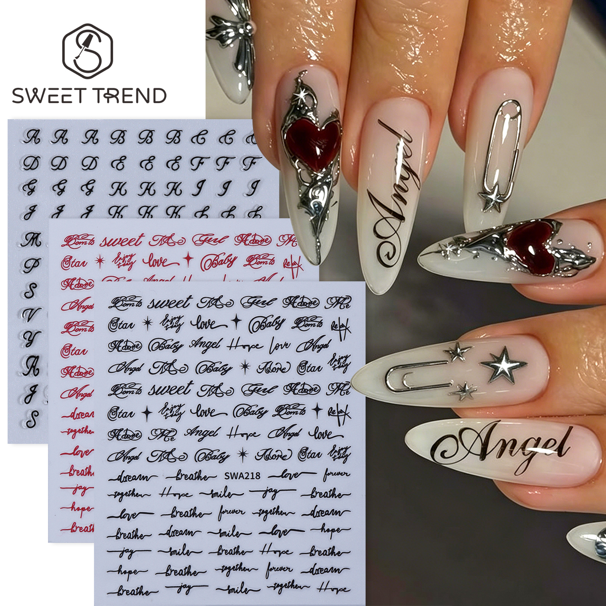 3pcs English Letter Nail Art S - Nail Art Gothic review and price