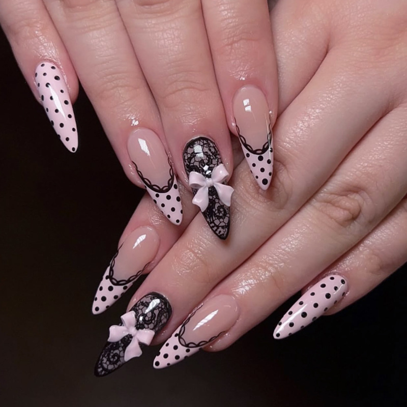 Black Polo Dot Wear False Nail - Nail Art Polos review and price