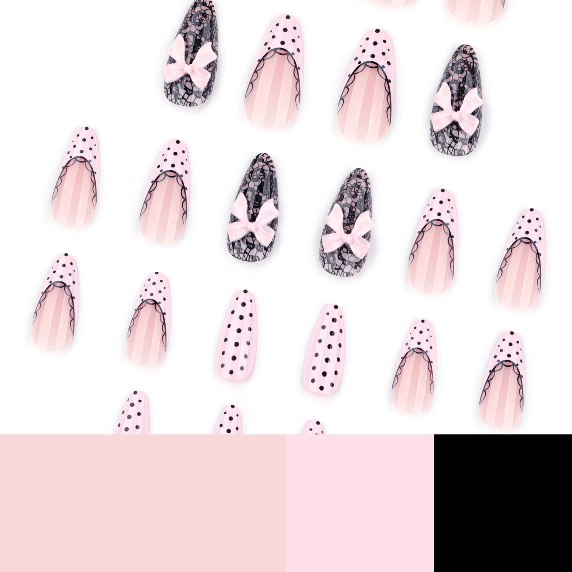 Black Polo Dot Wear False Nail - Nail Art Polos review and price