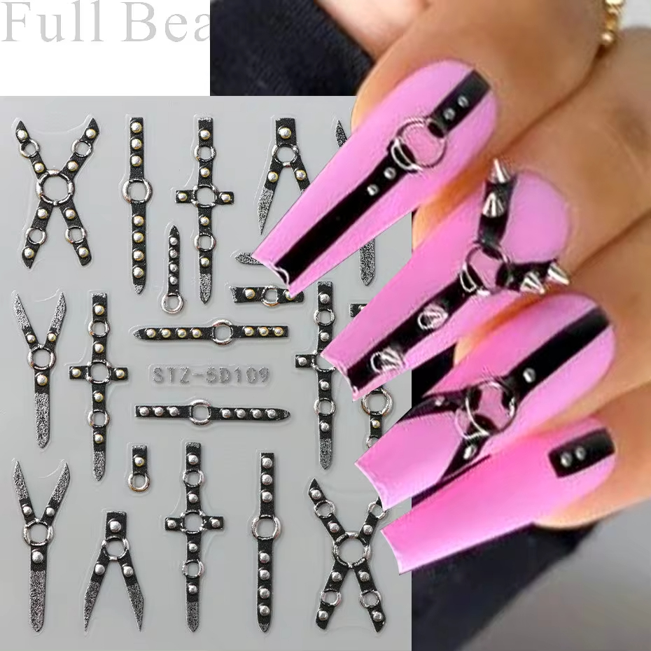 5D Black Belt Embossed Punk St - Nail Art Van Gogh review and price