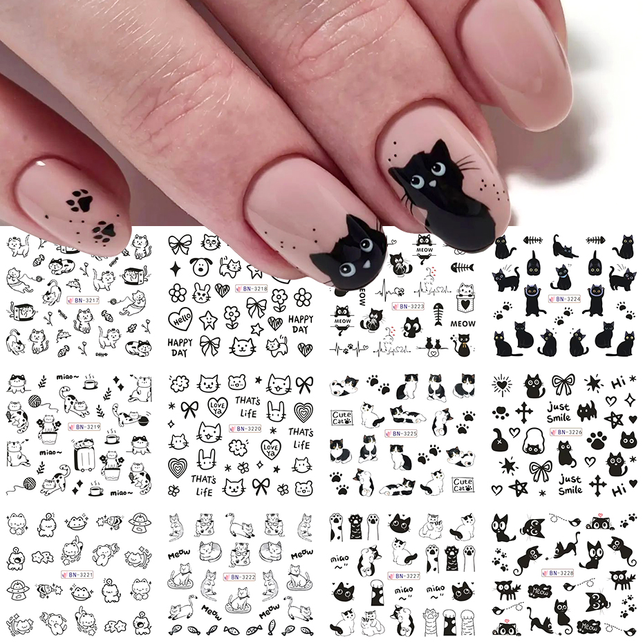 12 Designs Black Cat Nail Wate - Nail Art Van Gogh review and price