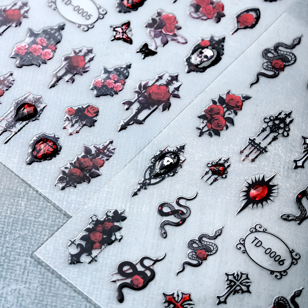 2pcs Black Red Gothic Hallowee - Nail Art Gothic review and price