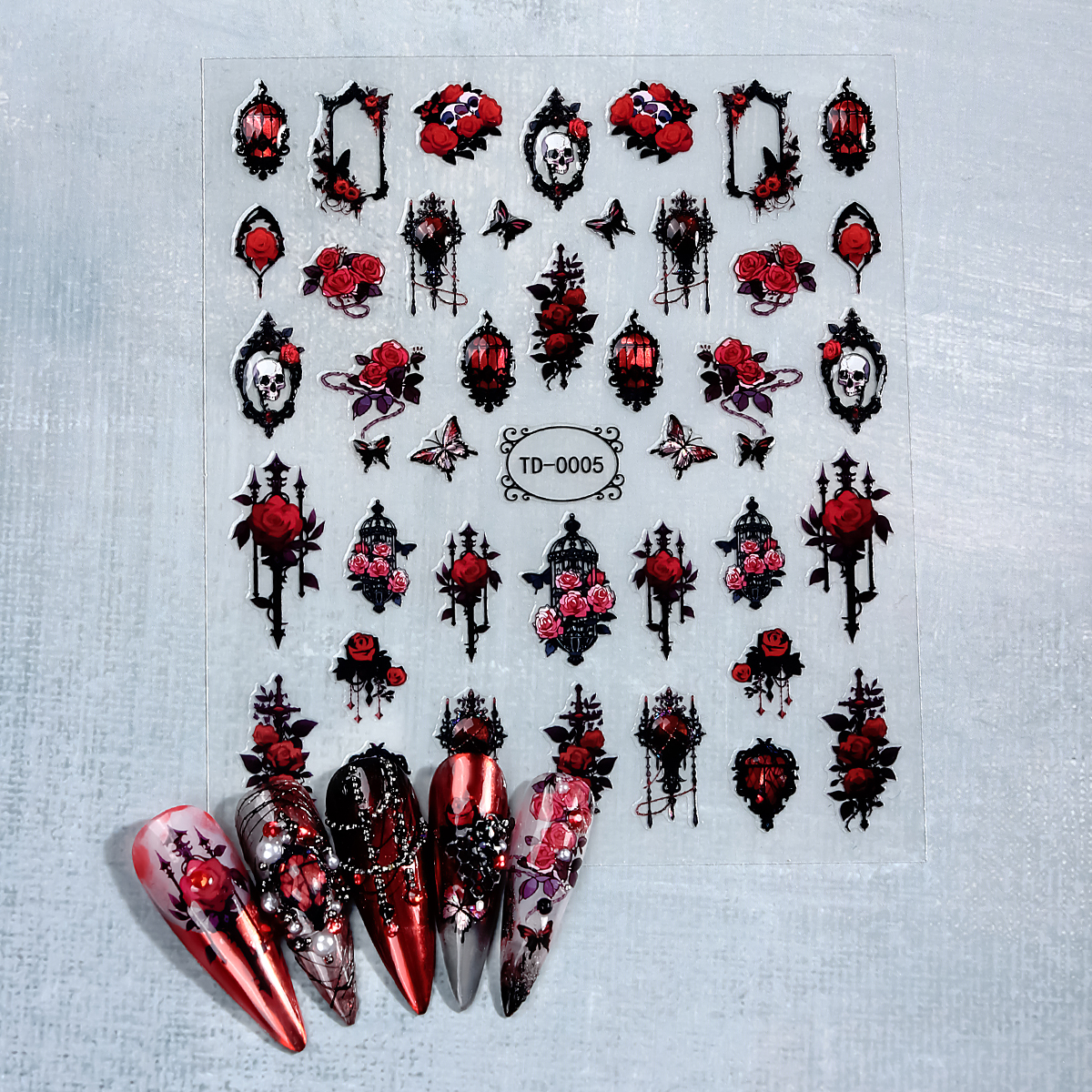2pcs Black Red Gothic Hallowee - Nail Art Gothic review and price