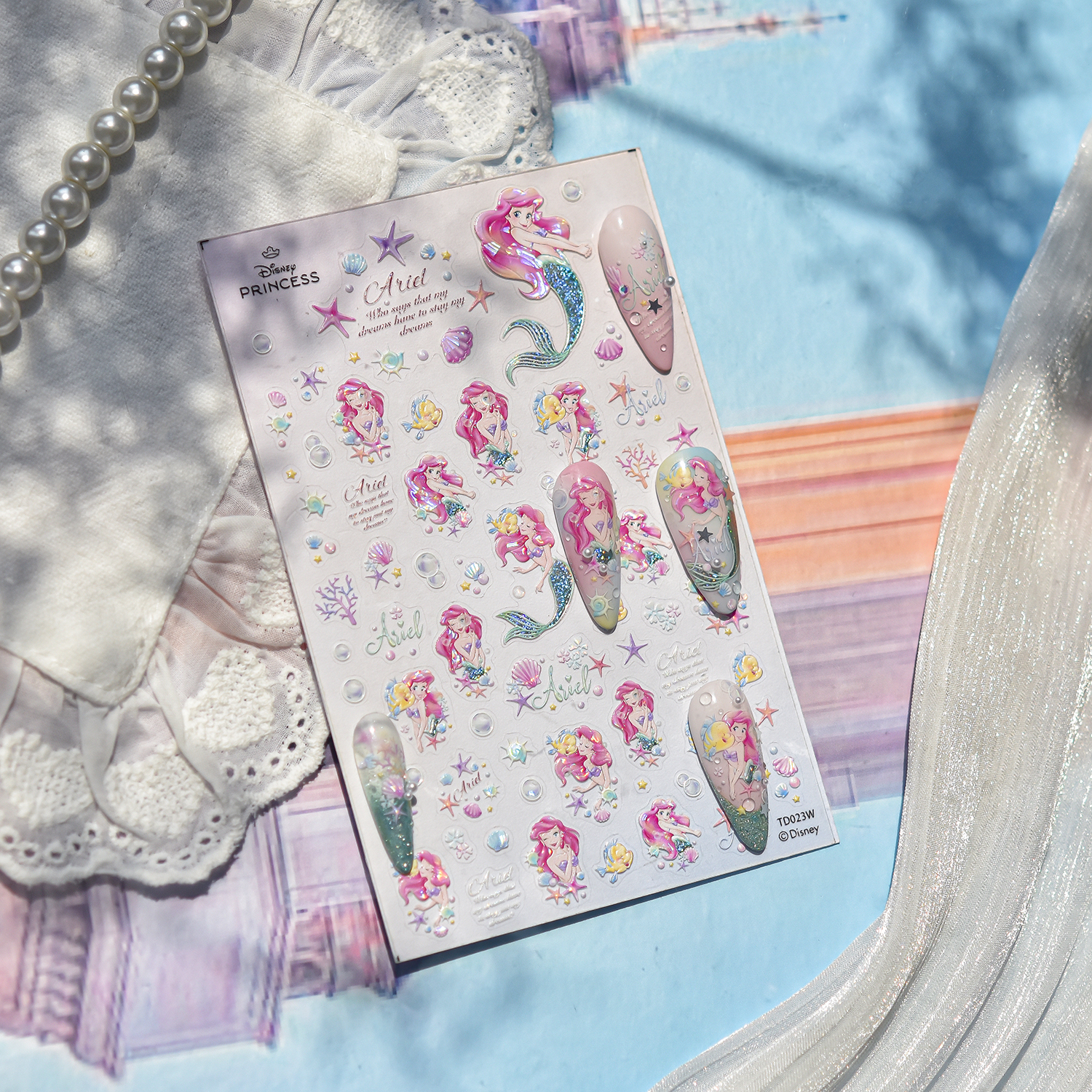 1 PCS 5D Disney Mermaid Nail A - Nail Art Queen review and price