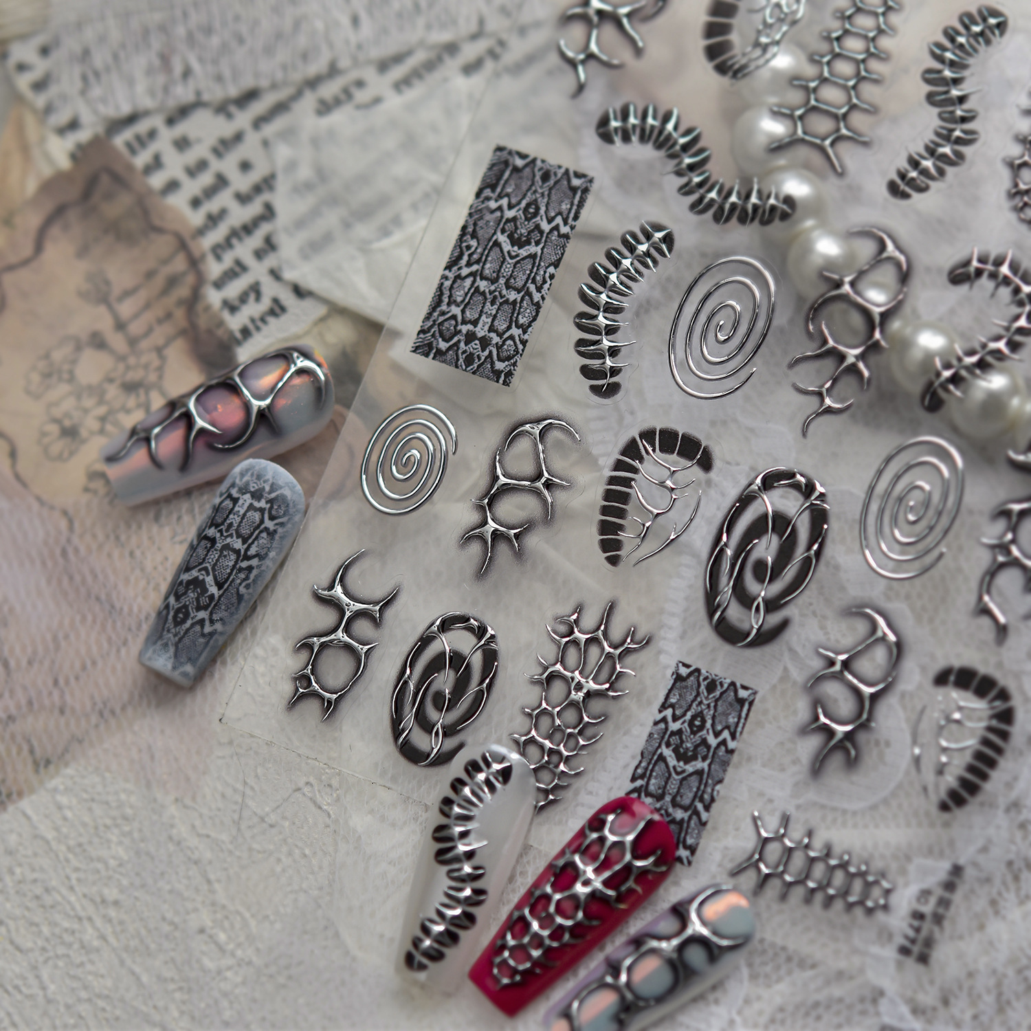 Punk Cool Metal Nails Art Stic - Nail Art Gothic review and price