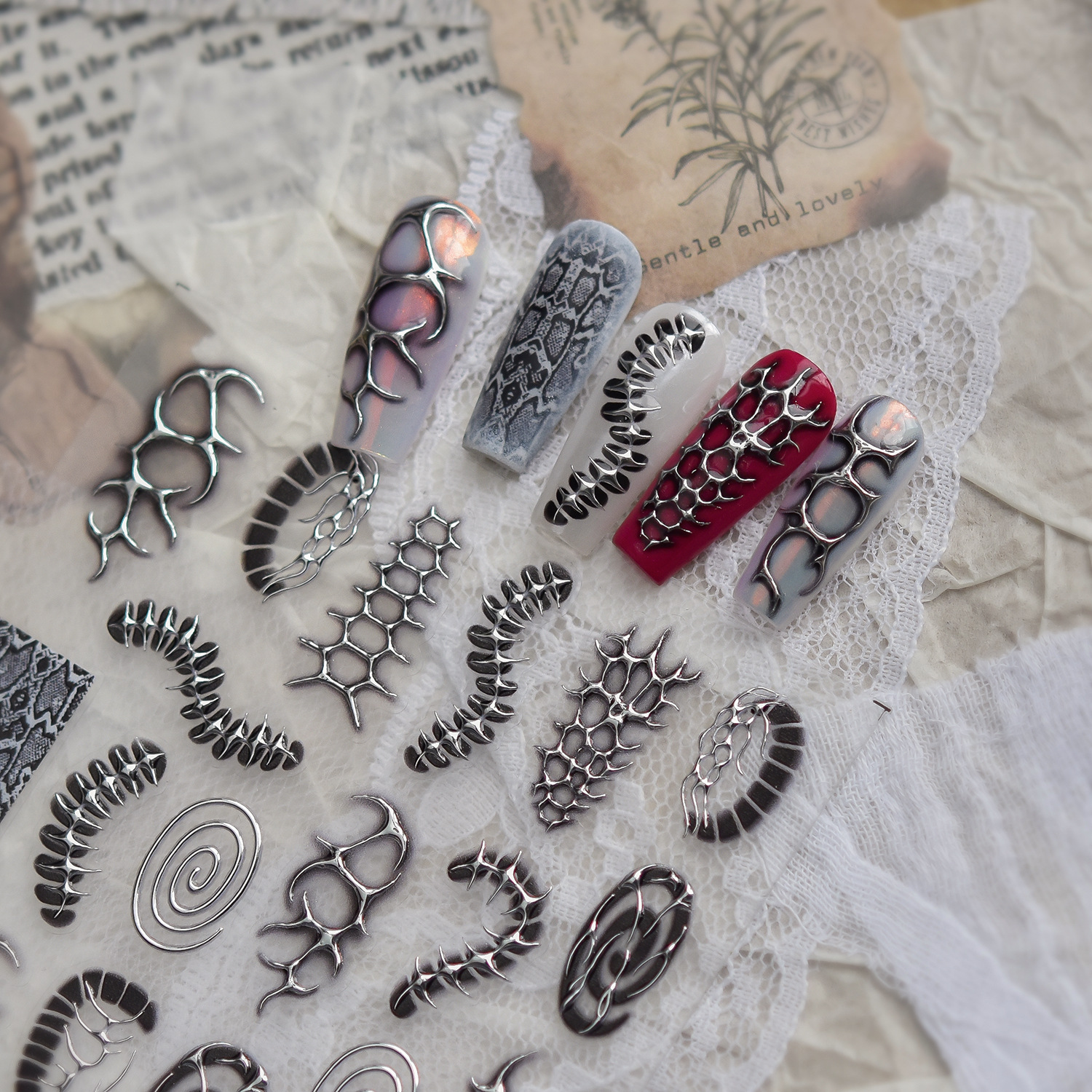 Punk Cool Metal Nails Art Stic - Nail Art Gothic review and price