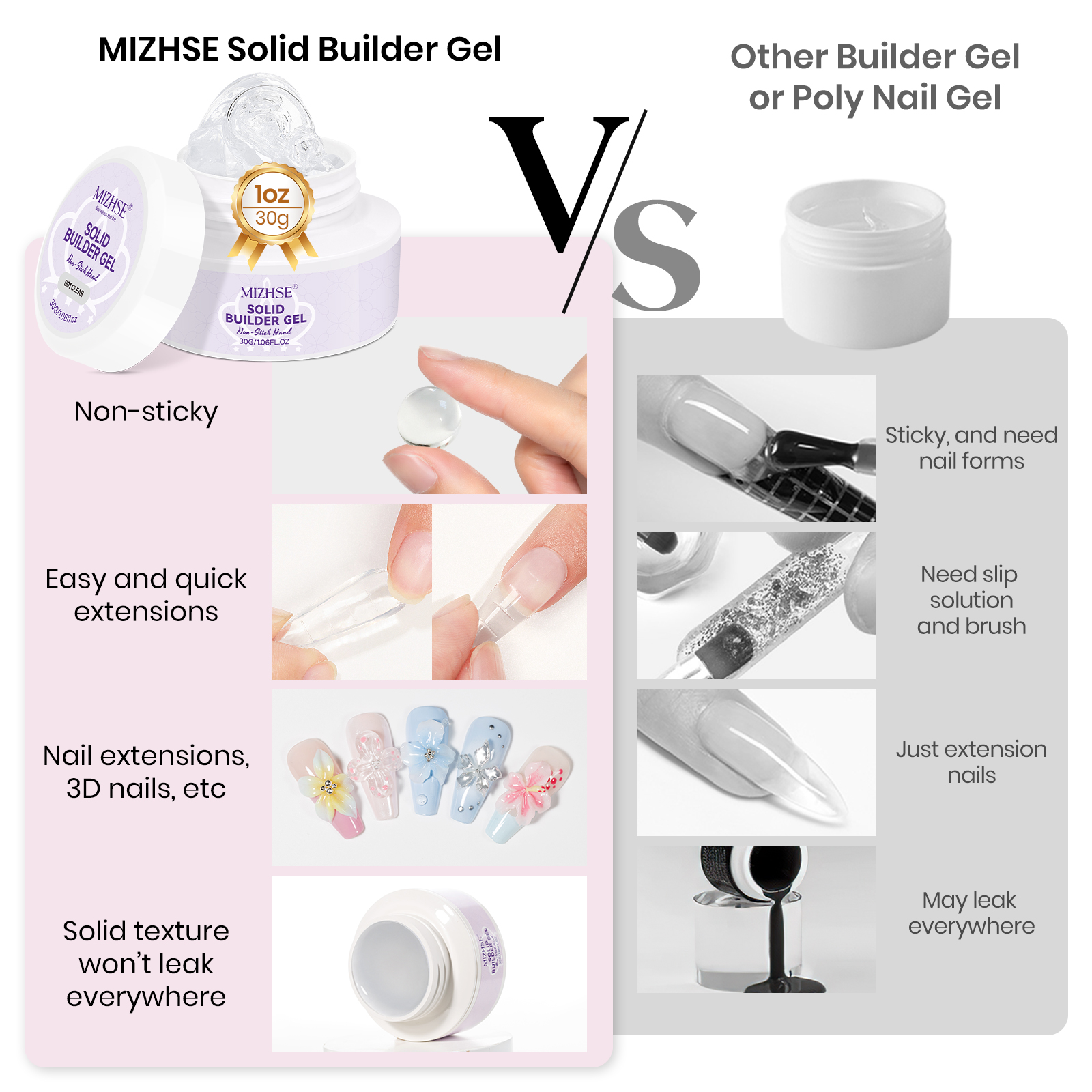 MIZHSE Builder Nail Gel White  - Nail Art Extension review and price