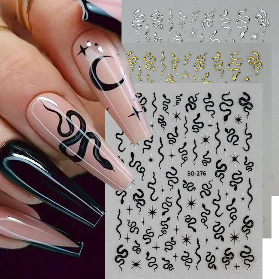 3pcs 3D Black Snake Nail Art S - Nail Art Gothic review and price