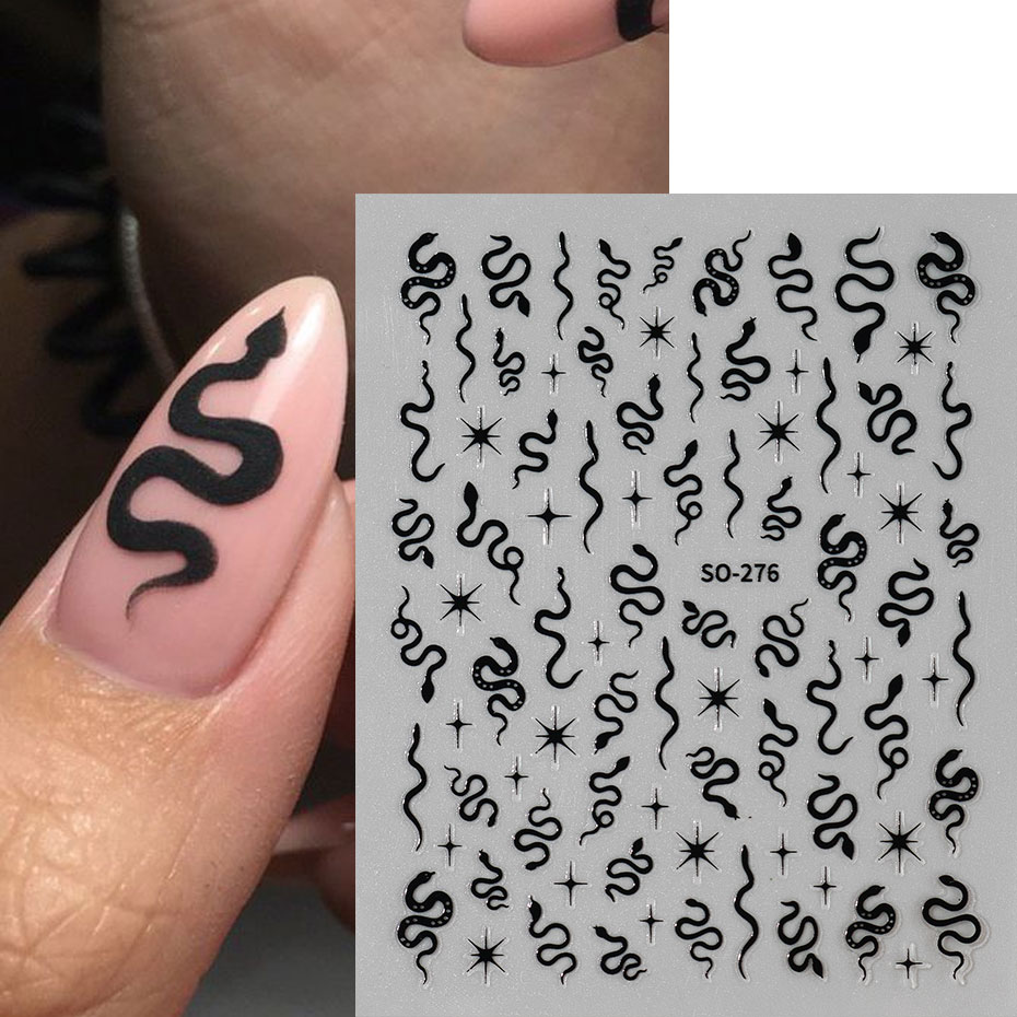 3pcs 3D Black Snake Nail Art S - Nail Art Gothic review and price