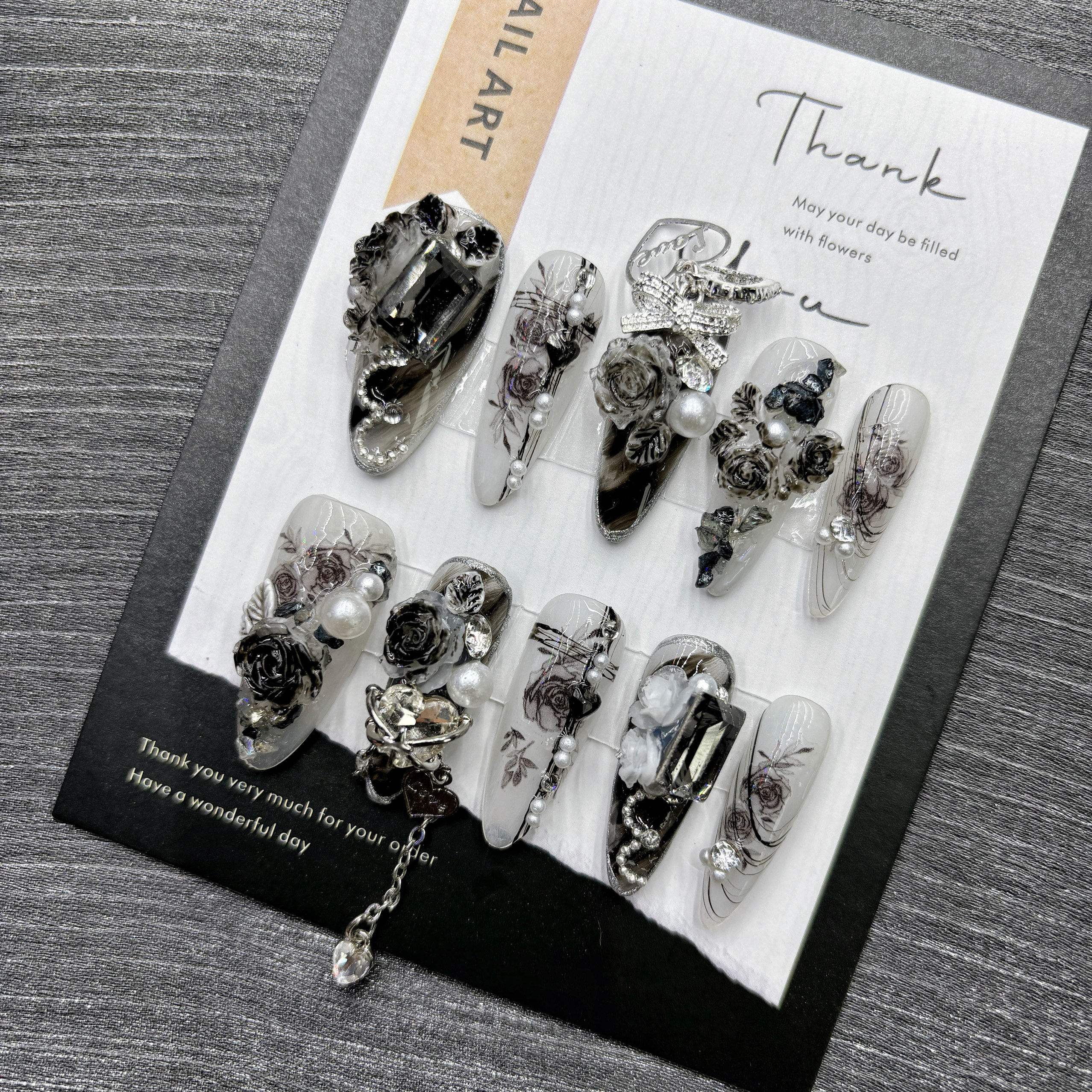 Gothic Black Rose Press On Nai - Nail Art Gothic review and price