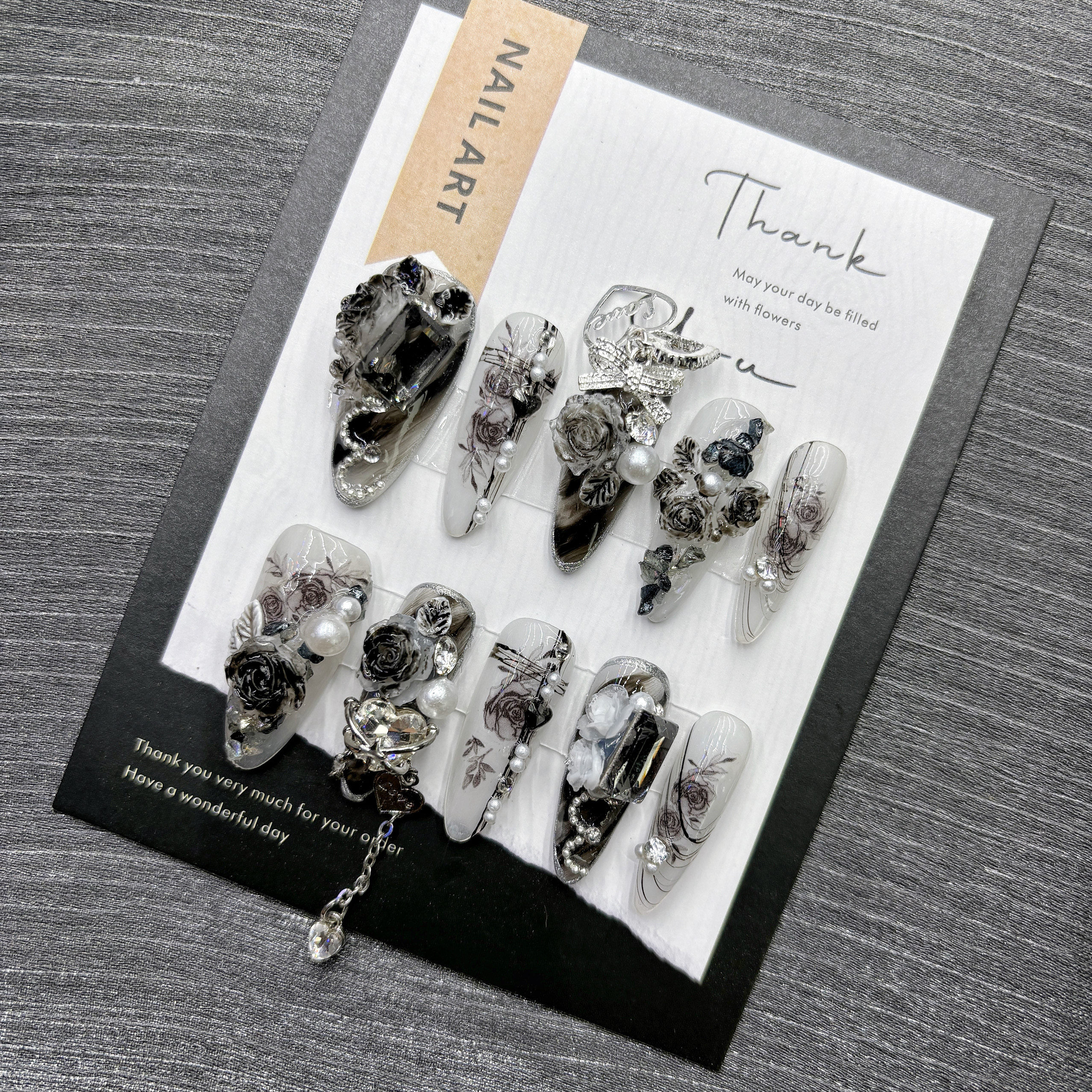 Gothic Black Rose Press On Nai - Nail Art Gothic review and price