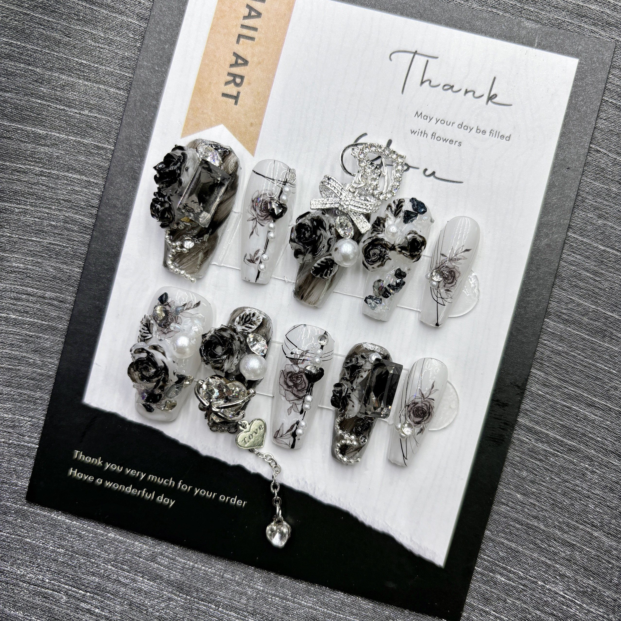 Gothic Black Rose Press On Nai - Nail Art Gothic review and price